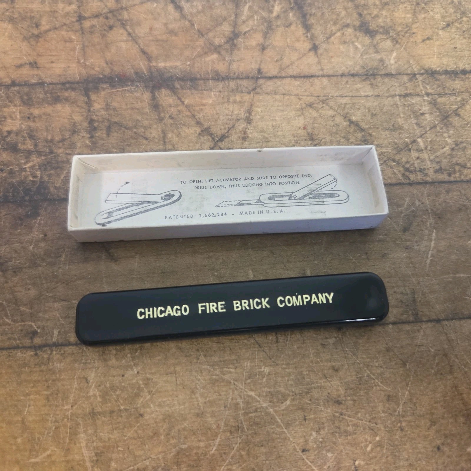 Vintage Advertising Chicago Fire Brick CO. Pocket Knife Slide Out Blade