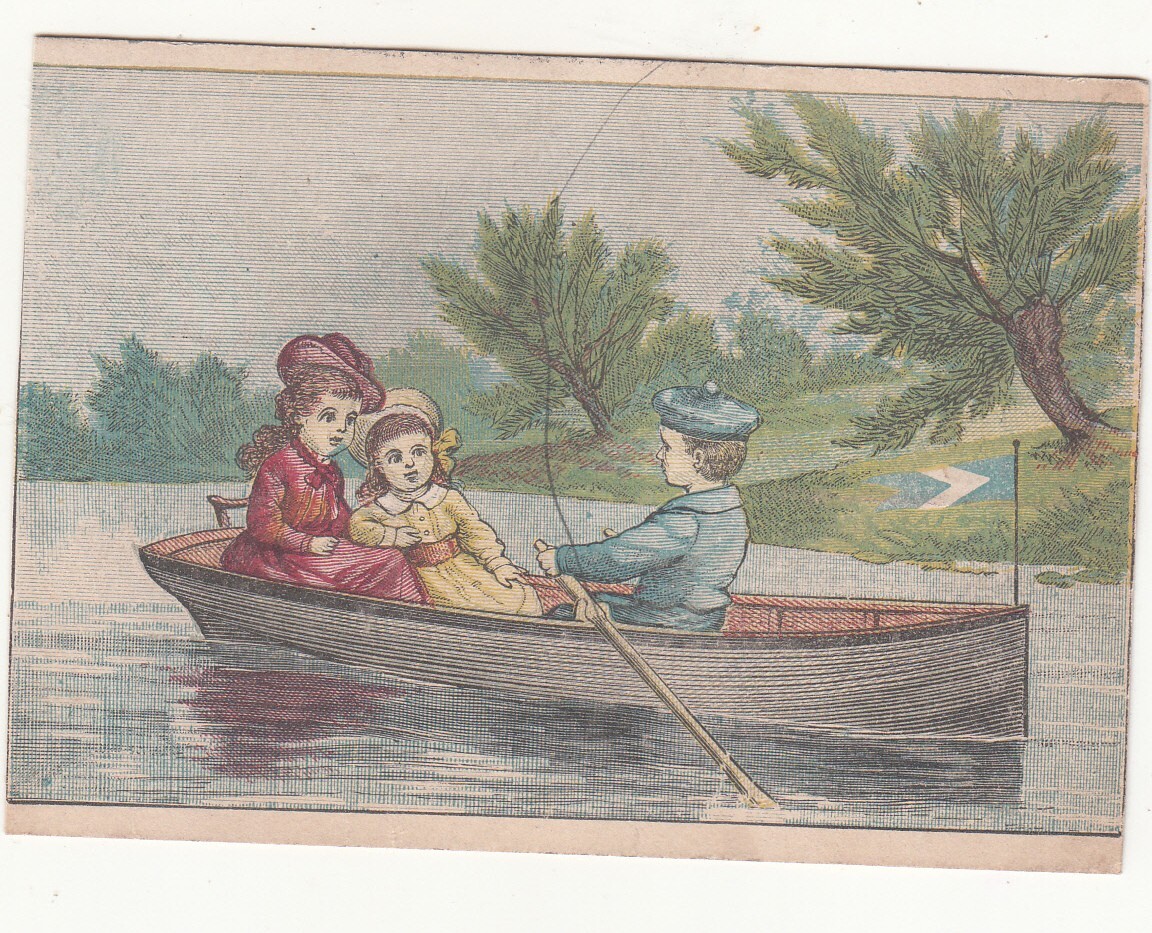 George E Torlina Boot & Shoe Store St Louis MO Children Rowing Vict Card c1880s