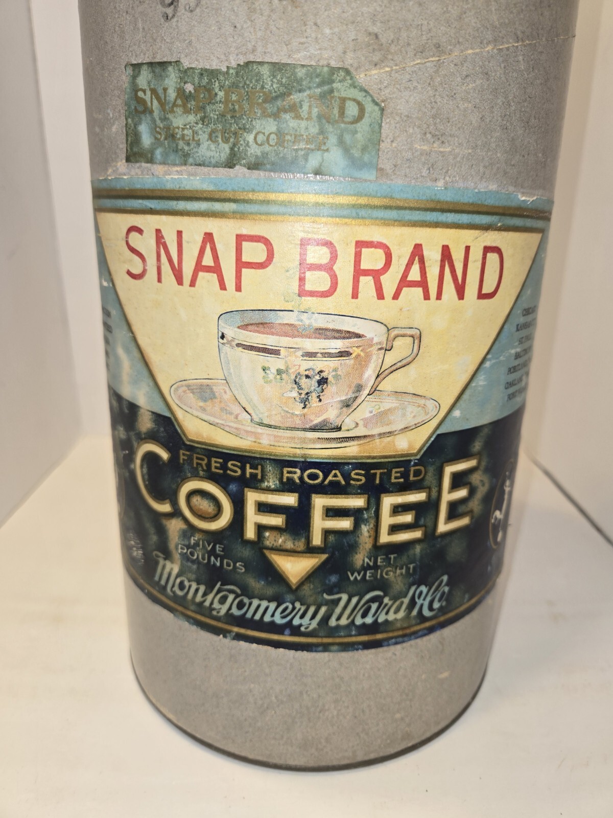 Antique Rare Snap Brand Roast Coffee Can Montgomery Ward VGC