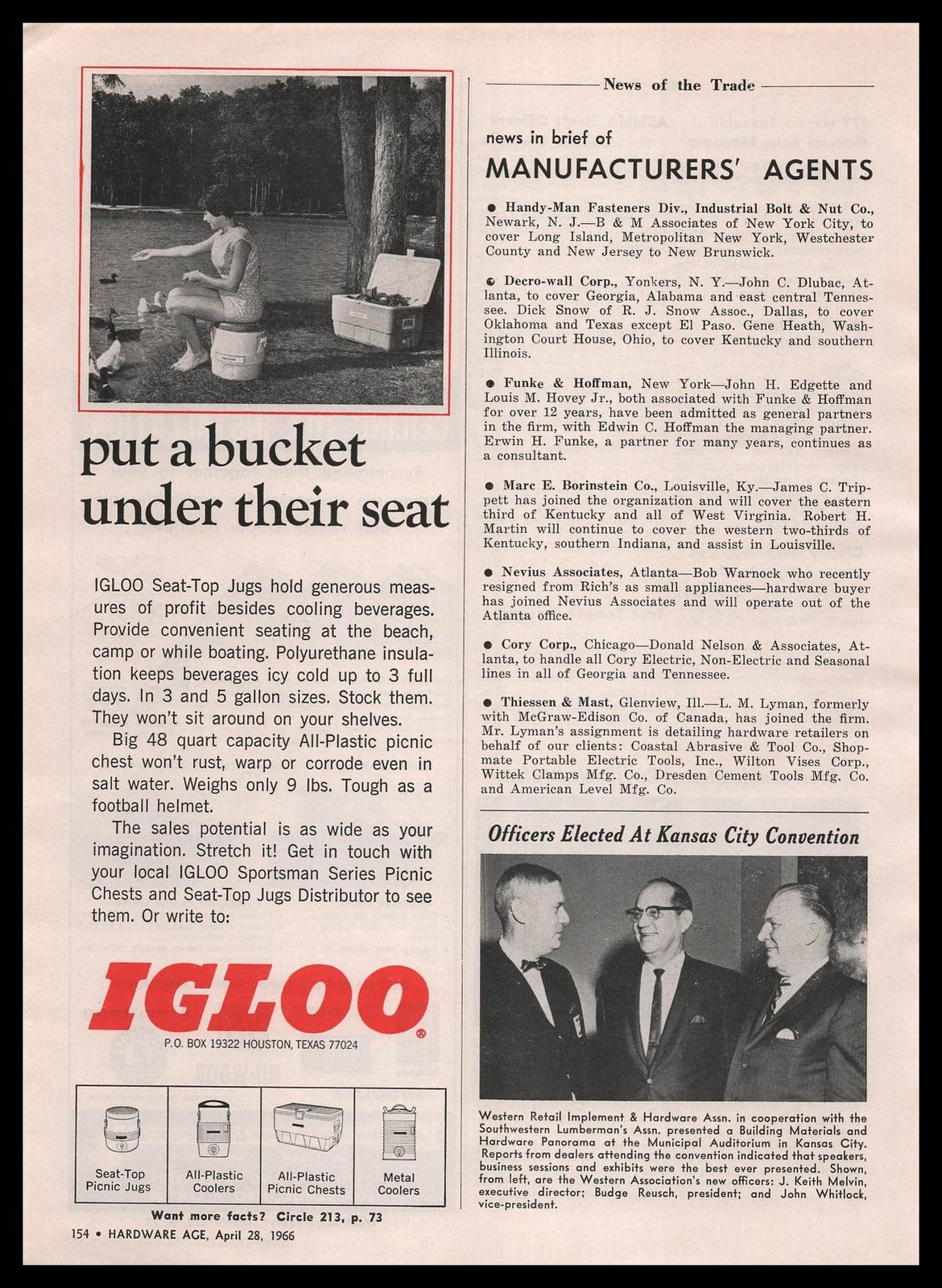 1966 Igloo Seat-Top Jugs “Put A Bucket Under Their Seat” Short Dress Print Ad