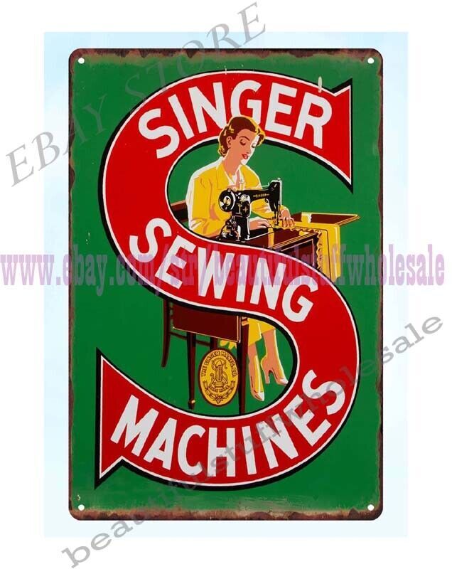 cafe pub wall art home kitchen art SINGER SEWING MACHINES metal tin sign