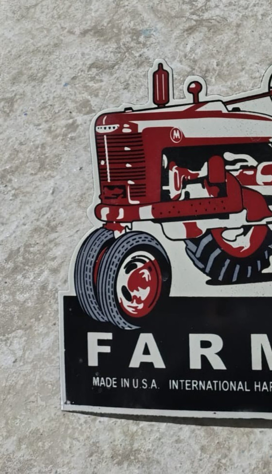 Porcelain Farmall International Harvester Enamel Sign Size 20″ x 20″ Inches