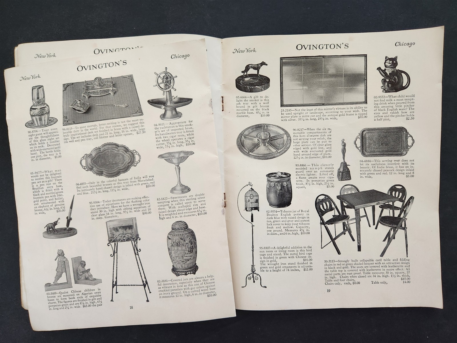 1927 antique OVINGTON’S BOOK 5th avenue ny GIFT CATALOG clock lamp clock MORE!