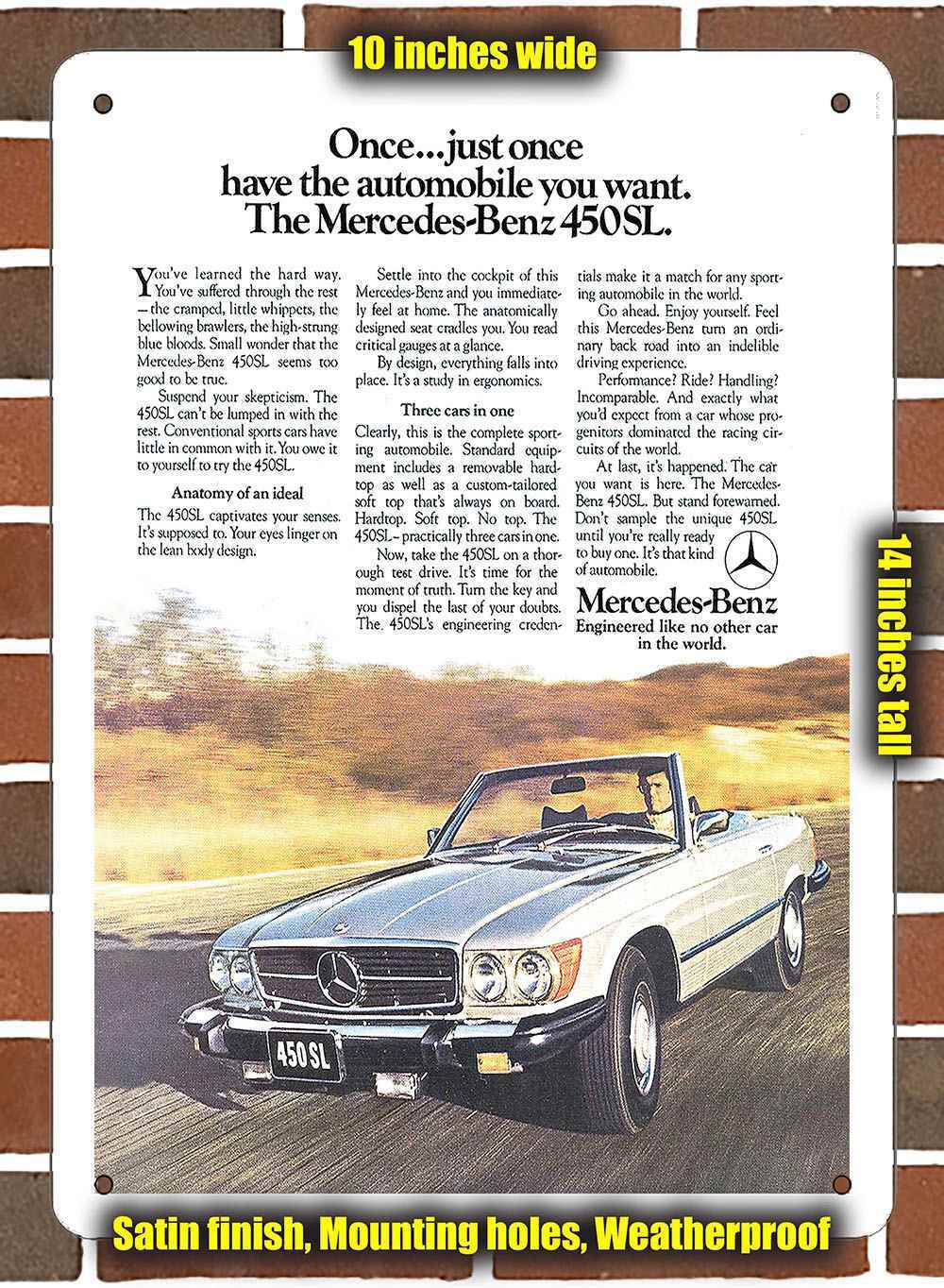 Metal Sign – 1976 Mercedes-Benz 450 SL- 10×14 inches