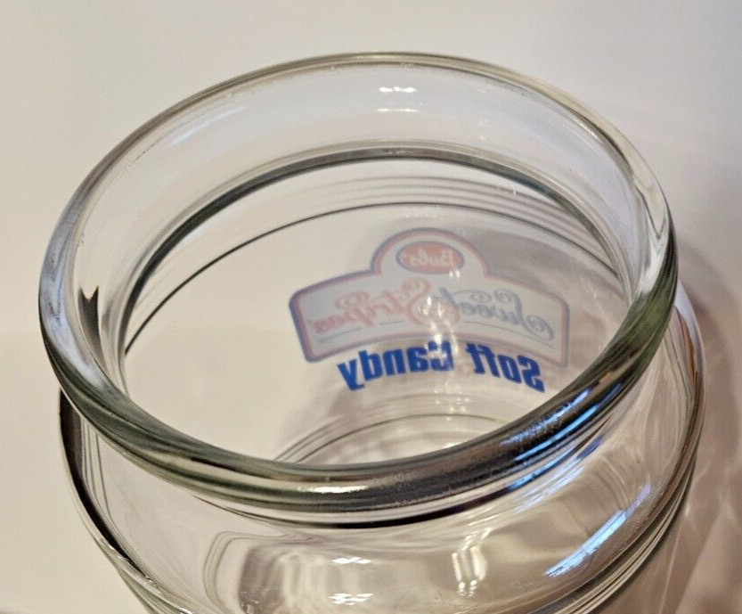 BOBS SWEET STRIPES SOFT CANDY GLASS. COUNTER TOP STORAGE JAR WITH LID