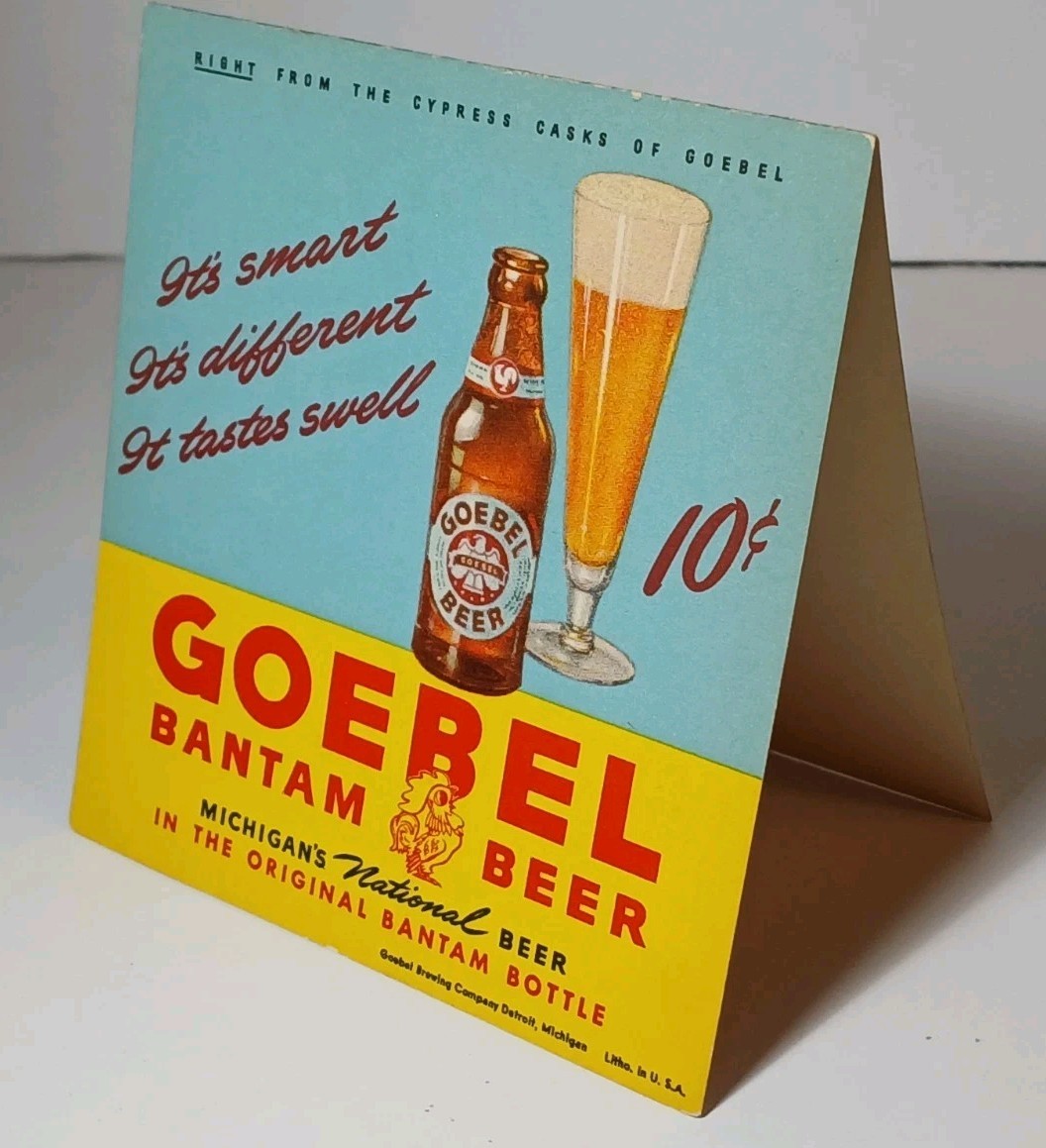 1940s Beer Sign Old Vintage Goebel Bantam Beer Advertising Sign Detroit Michigan