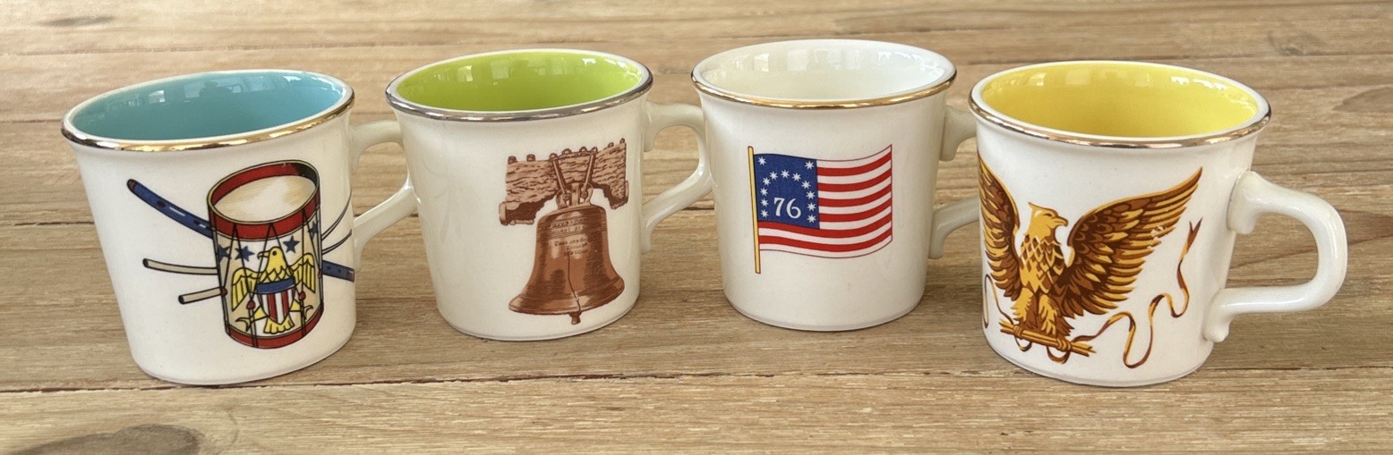 Vintage Set of 4 Coffee Mugs Patriotic Americana TAYLOR International USA Made
