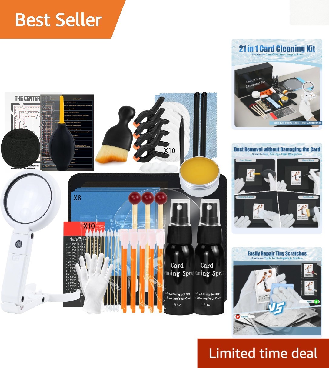All-Inclusive 21-in-1 Card Cleaning Kit with Non-Corrosive Solutions & Tool Set