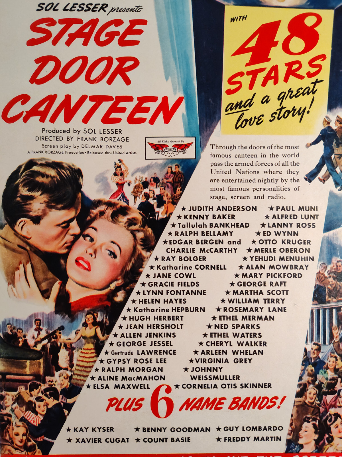 1943 LOOK Movie Ad Advertisement WWII STAGE DOOR CANTEEN Starring 48 Stars!