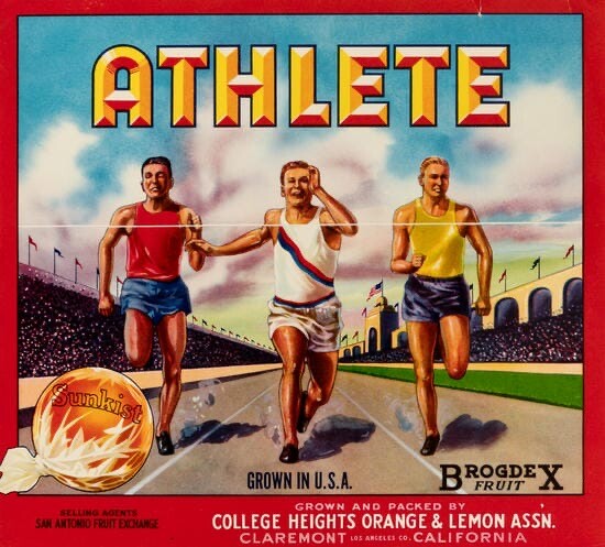 Athlete – Crate Label – Original Old Vintage – 1930s – Claremont, California