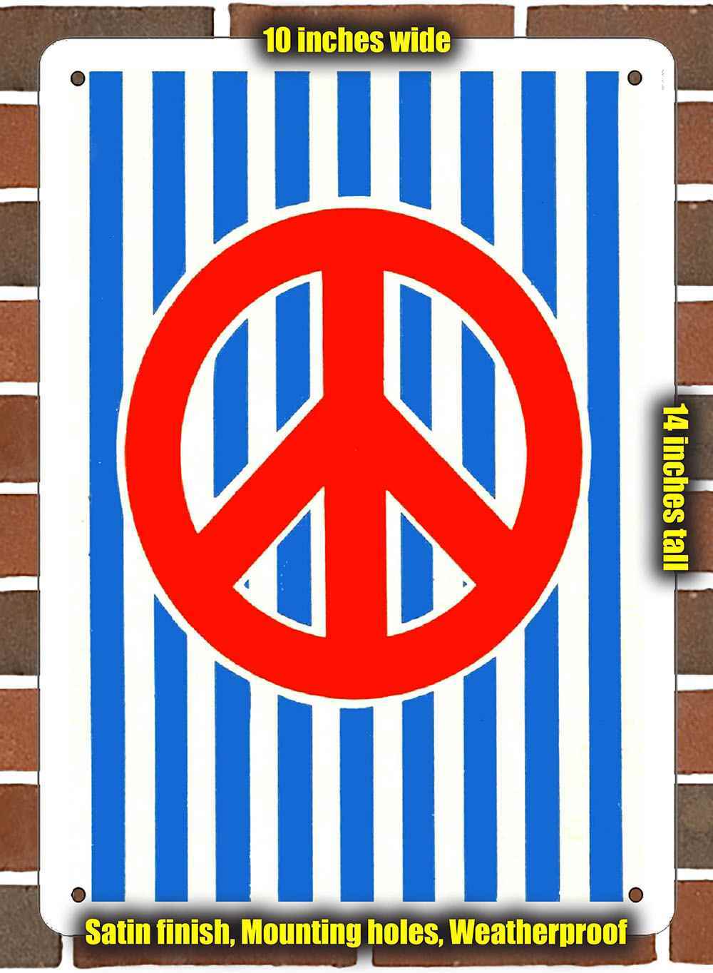 Metal Sign – 1972 Red, White and Blue Peace Sign- 10×14 inches