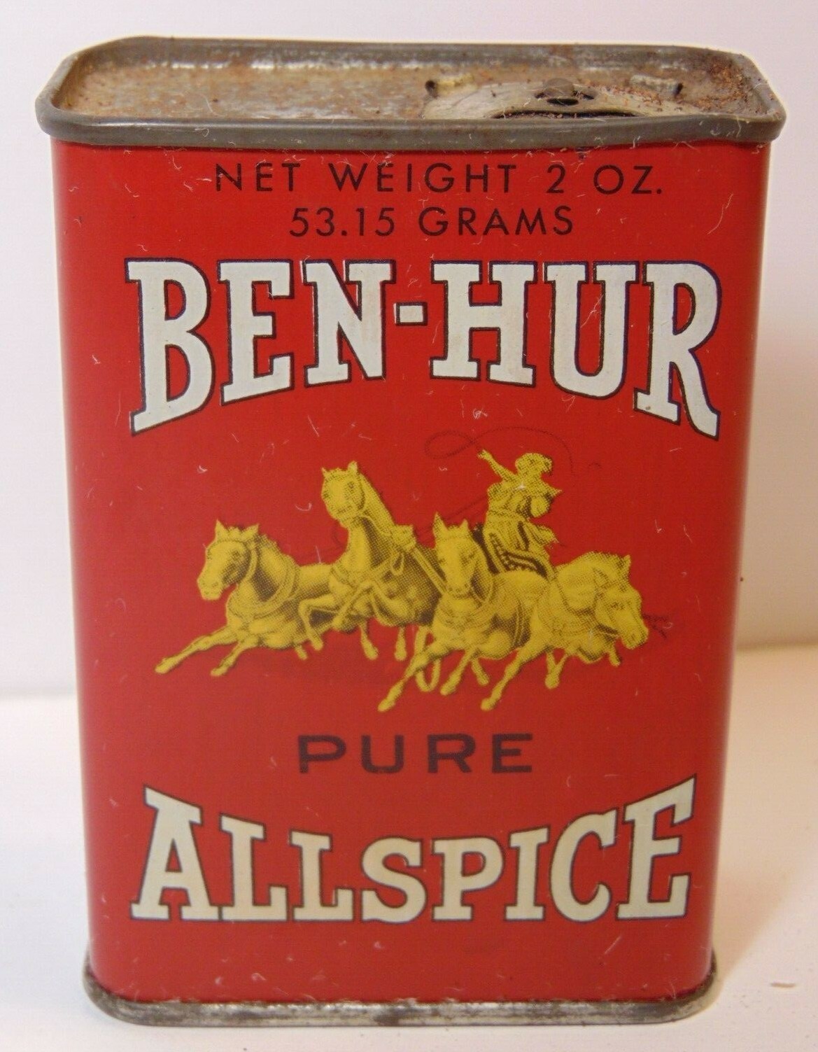Antique Old Vintage 1940s METAL BEN HUR GRAPHIC SPICE TIN SEATTLE PORTLAND LA