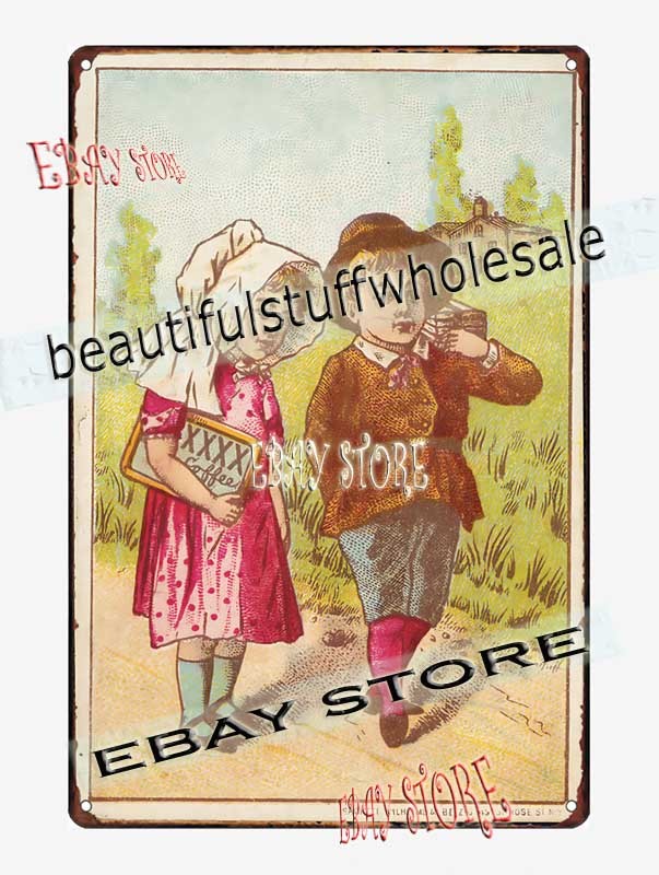 1880s McLaughlin Roasted Coffee Children Poster Tin Sign pub walls
