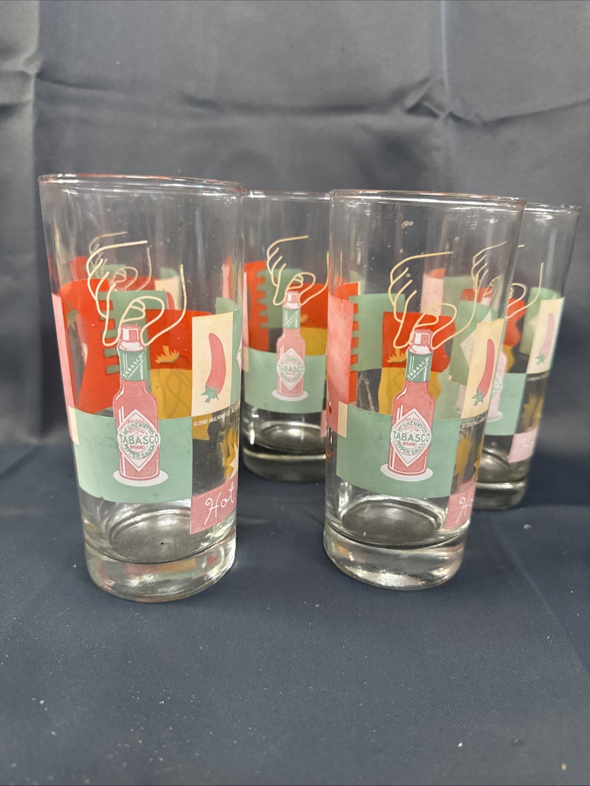 5 – Authentic Tabasco Brand – McIlhenny Co – 2000 – Collectible 16 OZ Glasses