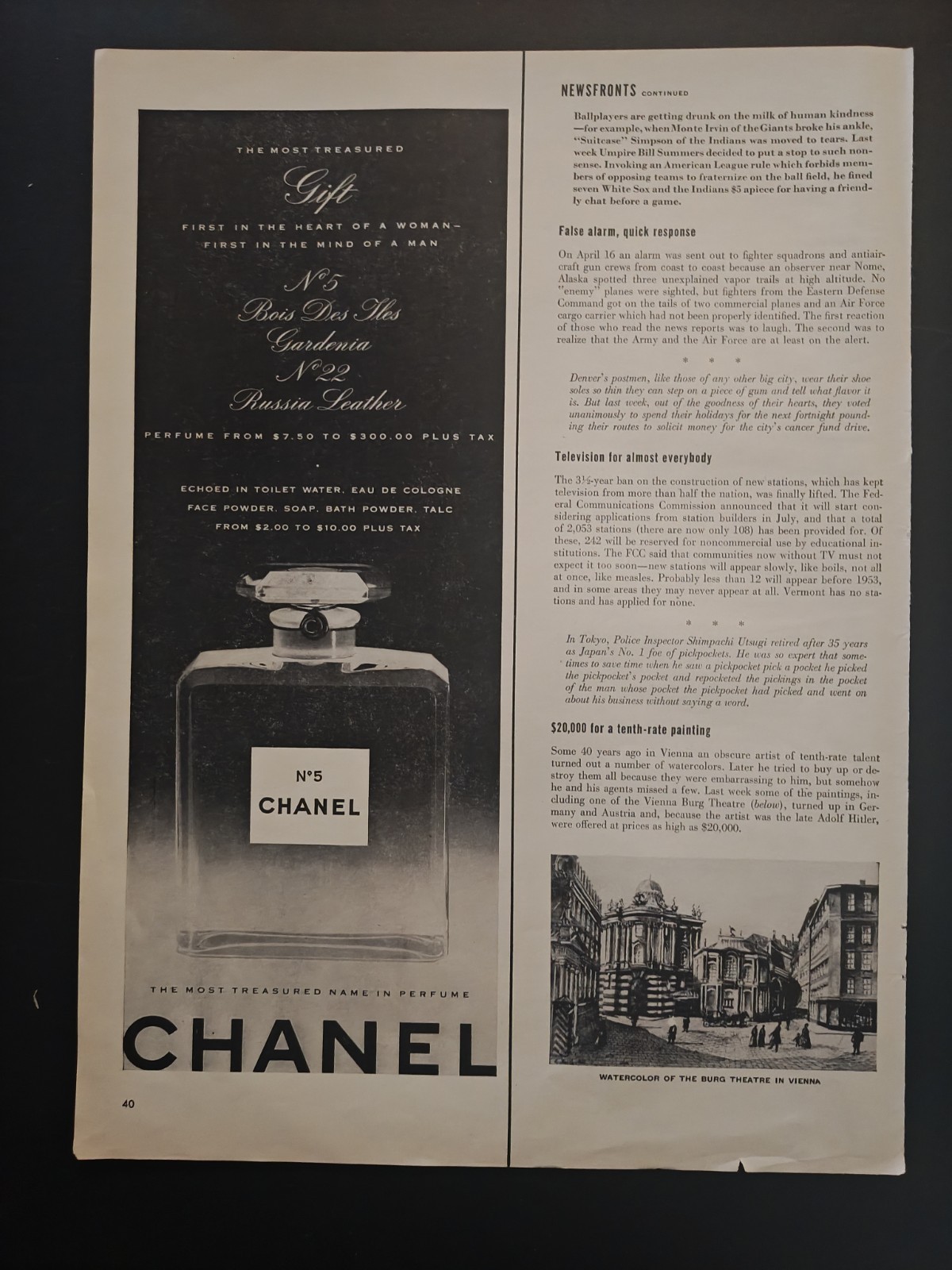 1952 Chanel No 5 The Most Treasured Name In Perfume Vintage Magazine AD