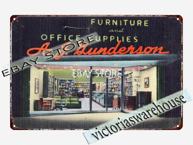 1930-45 A. J. Gunderson, Furniture Office Supplies Kentucky tin sign