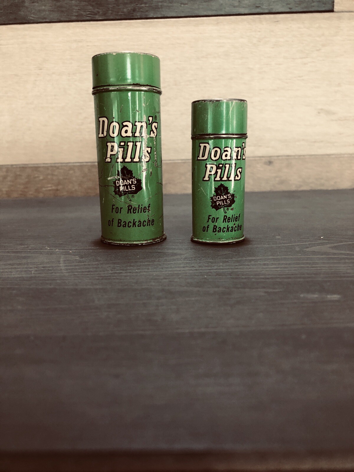 2 Vintage Doan’s Pills Medicine Metal Tins 85 and 40 Count Empty