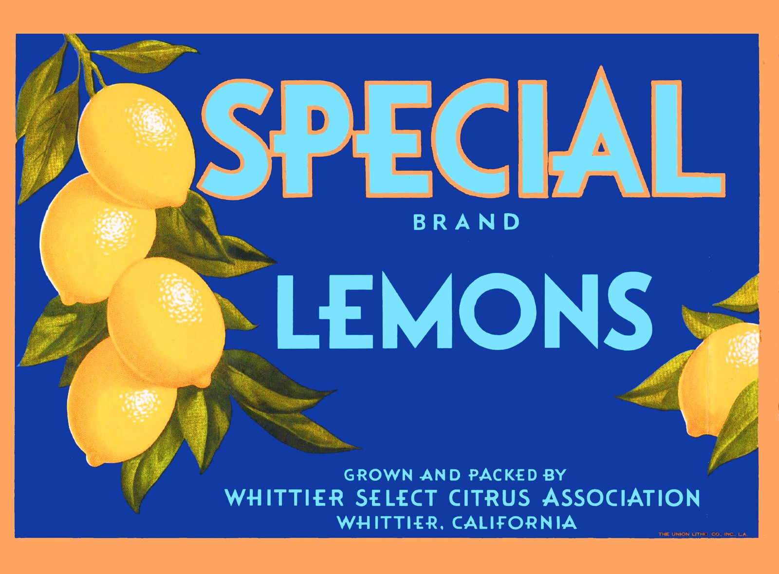 Whittier Los Angeles California Special Lemon Citrus Fruit Crate Label Print