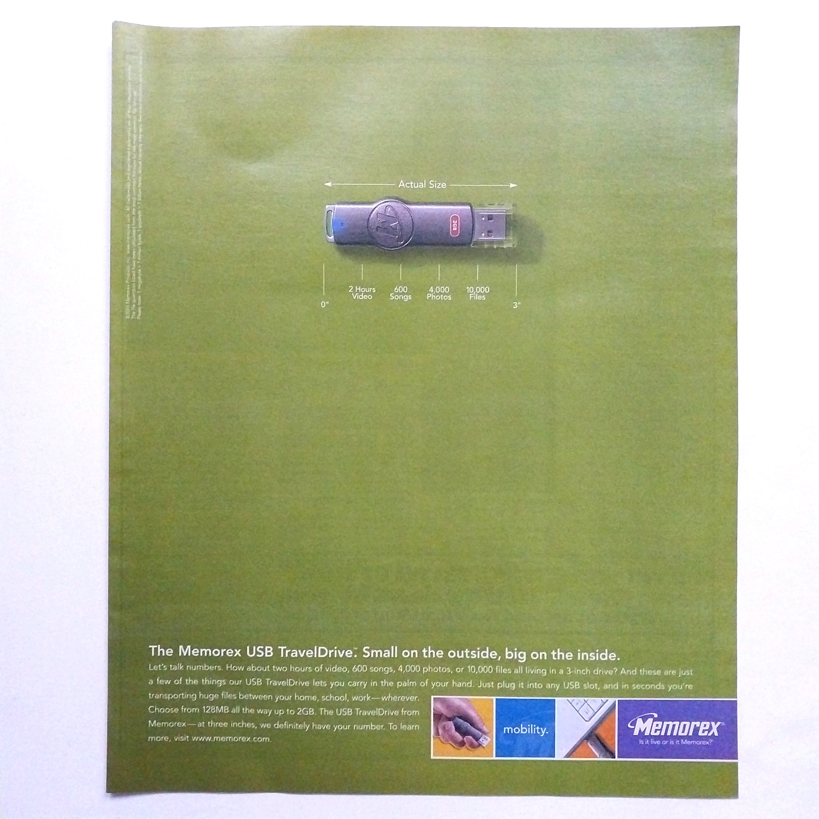 2005 Memorex USB TravelDrive Flash Drive Vintage Print Ad Retro Tech Computer