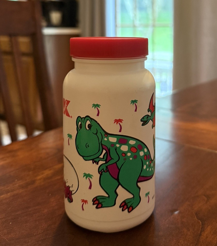 Kmart Dinosaur Drink Cup with Lid for Straw 1991 Vintage Restaurant Promo Item