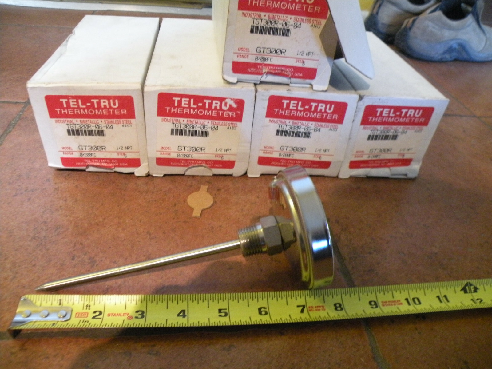 (1) Tel-Tru Thermometer 6″ Stem 0-200°F / -10-90°C TGT-300R-06-04 NIB