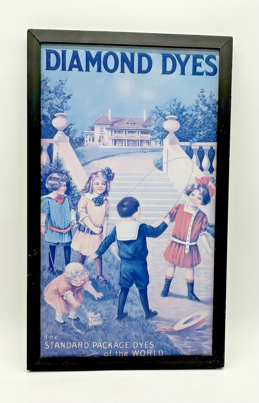 Vintage Framed Tin Sign Diamond Dyes Advertisement
