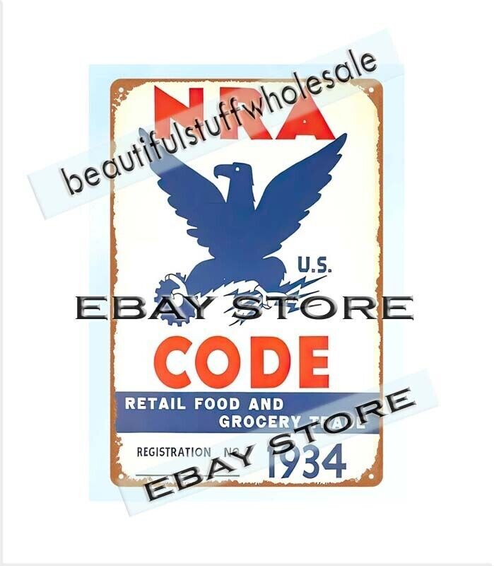 nostalgic cafe pub wall art NRA Code Retail Good and Grocery metal tin sign