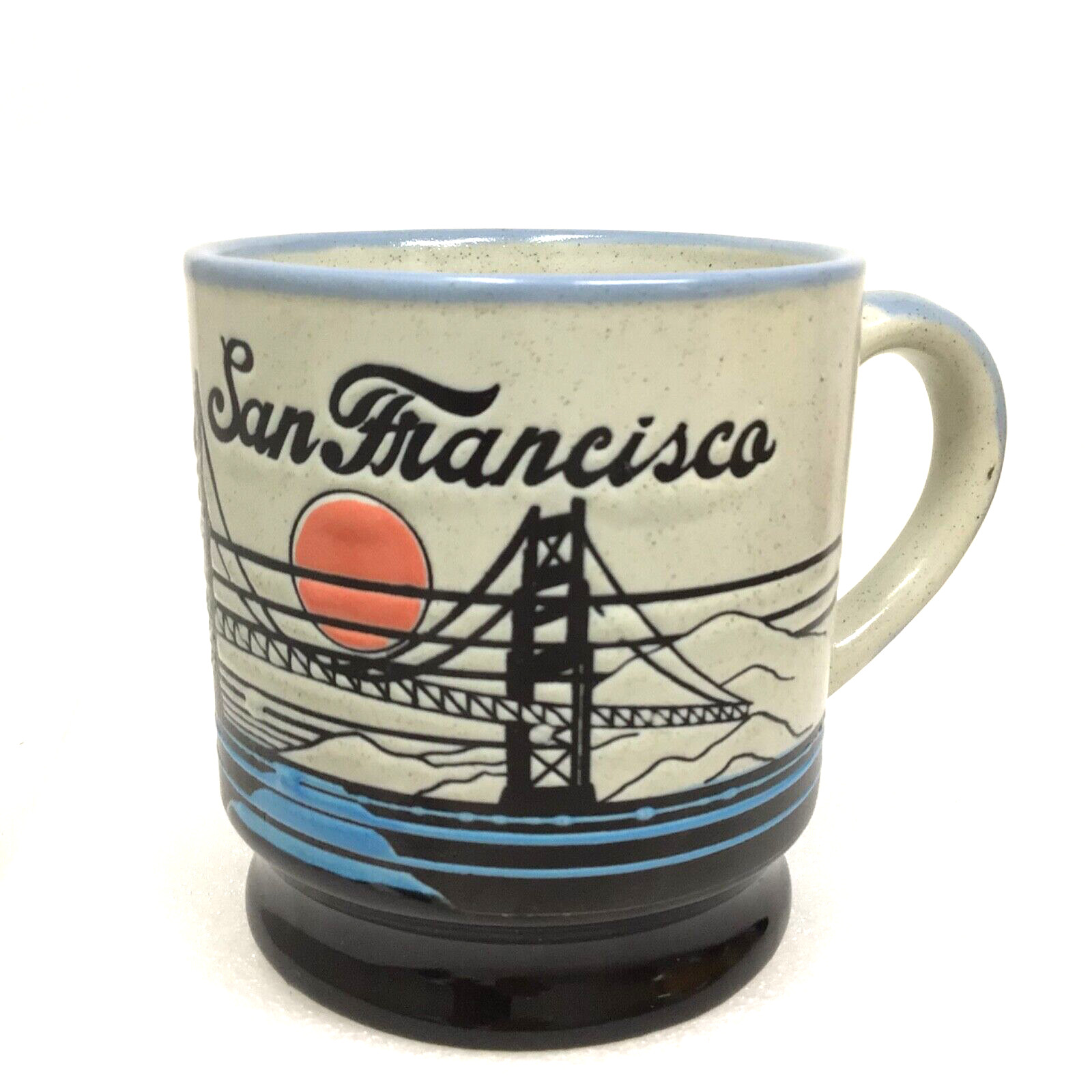 Vintage Golden Gate Bridge San Francisco CA Coffee Mug Cup Mico 1982 Etched Clay