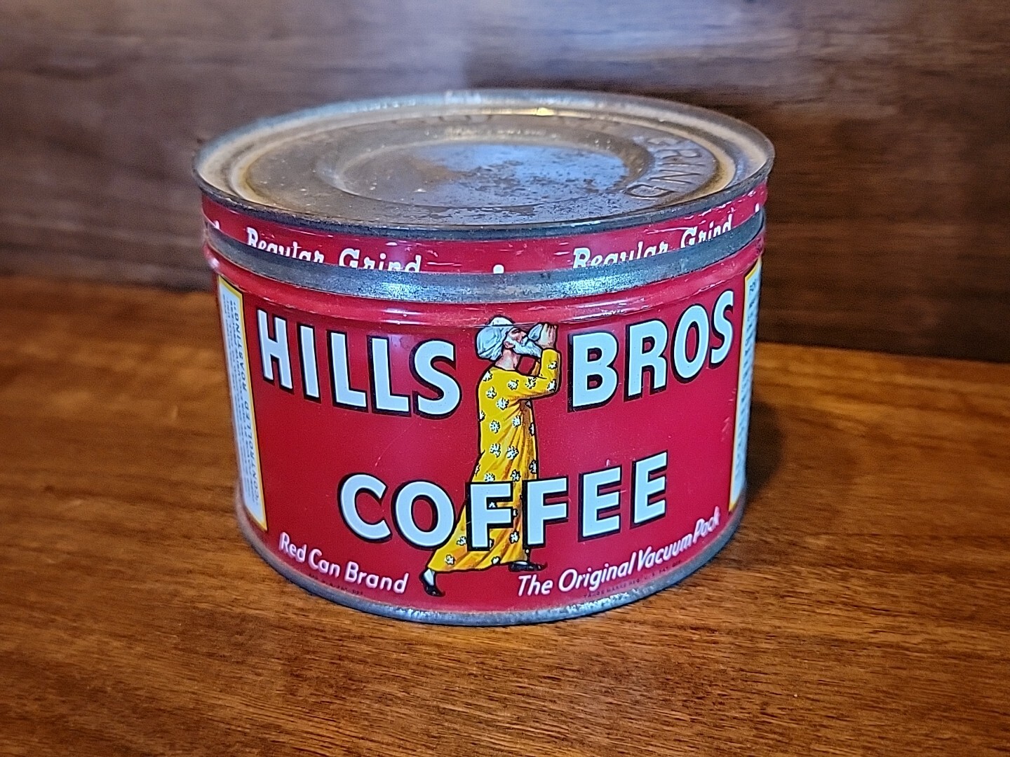 Nice Antique Vintage 1 Pound HILLS BROS. Coffee Tin San Francisco Advertising