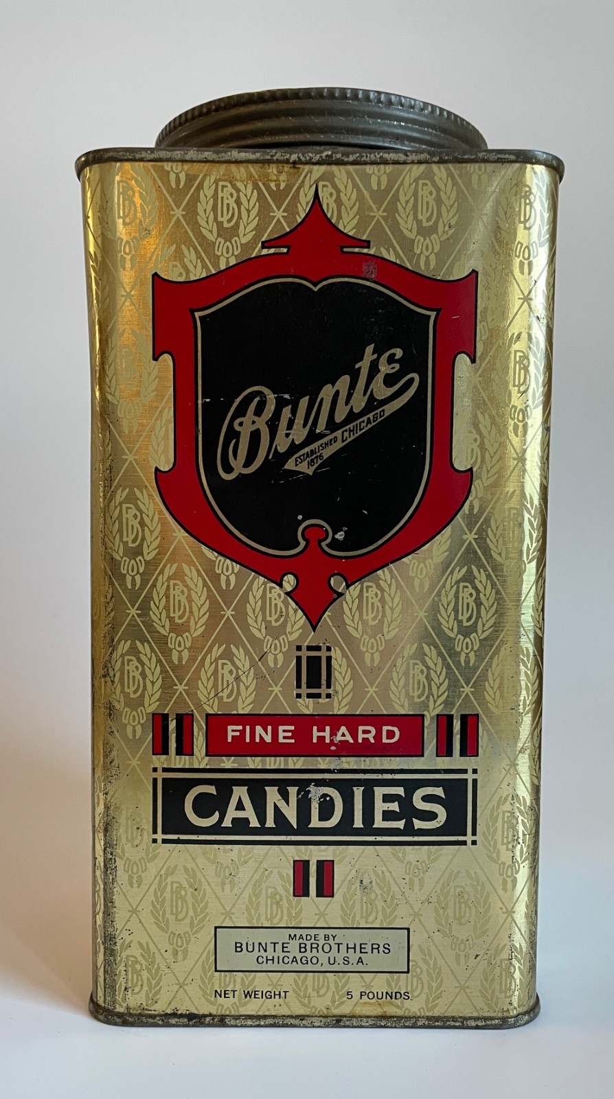 Vintage Advertising Tin Bunte Brothers Fine Hard Candies, Chicago IL, 1920-30s
