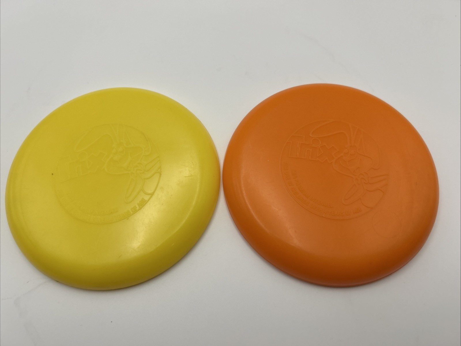 Trix Cereal Flying Saucer Mini Disc Premium Frisbee Lot Of 2 Yellow Orange 1990s