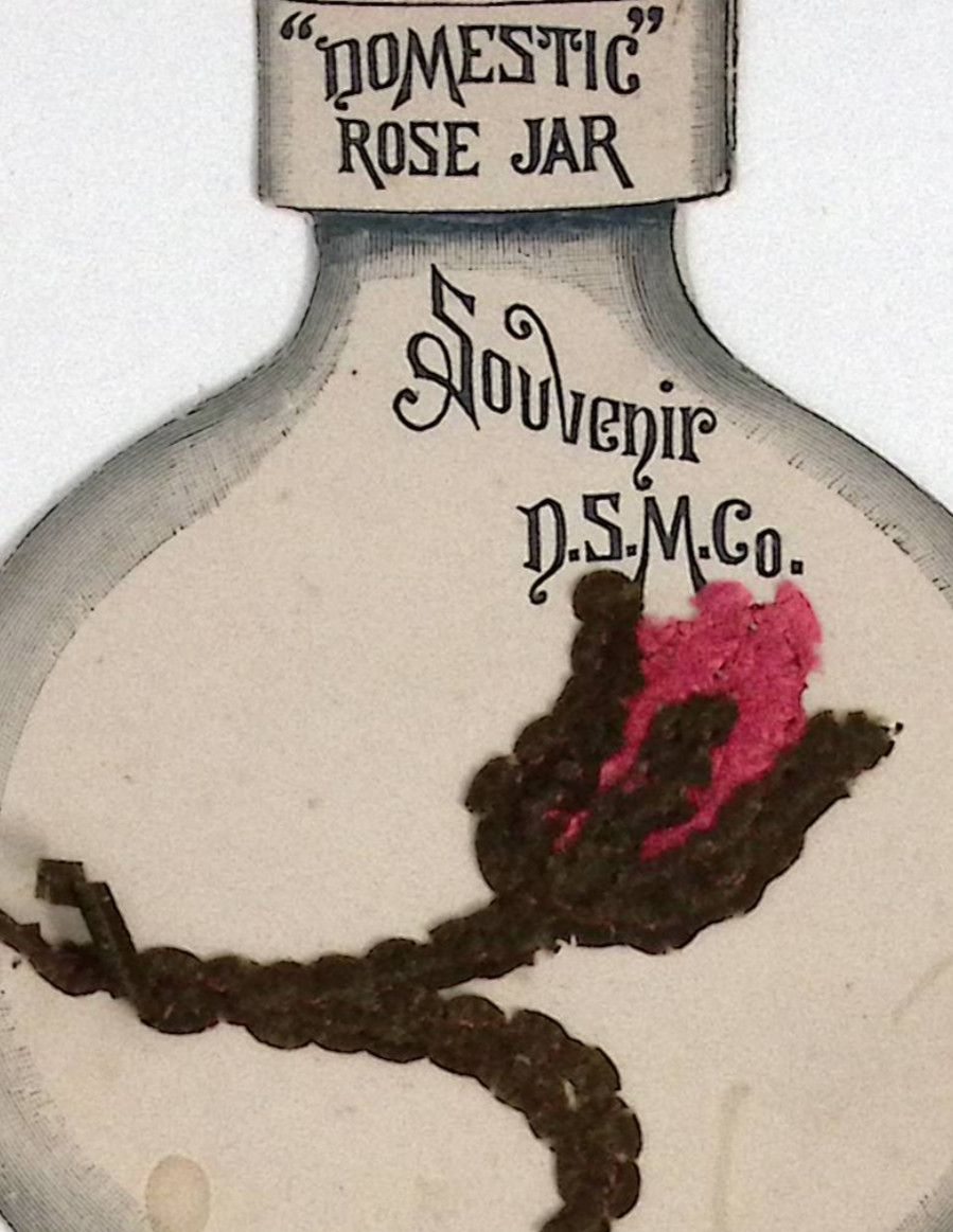 Domestic Sewing Machine Co Embroidered Rose Jar Victorian Trade Card