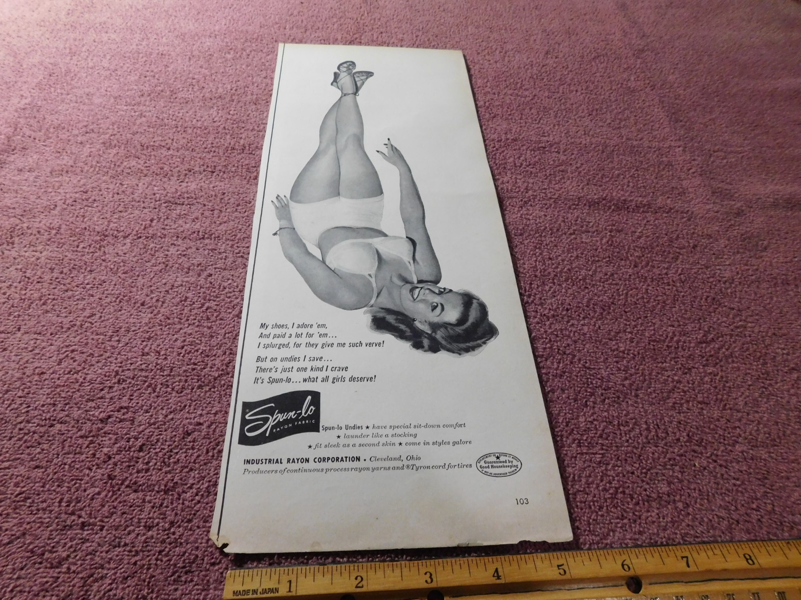 Spun-lo Undies Vintage Original Print Ad from Magazine 1951