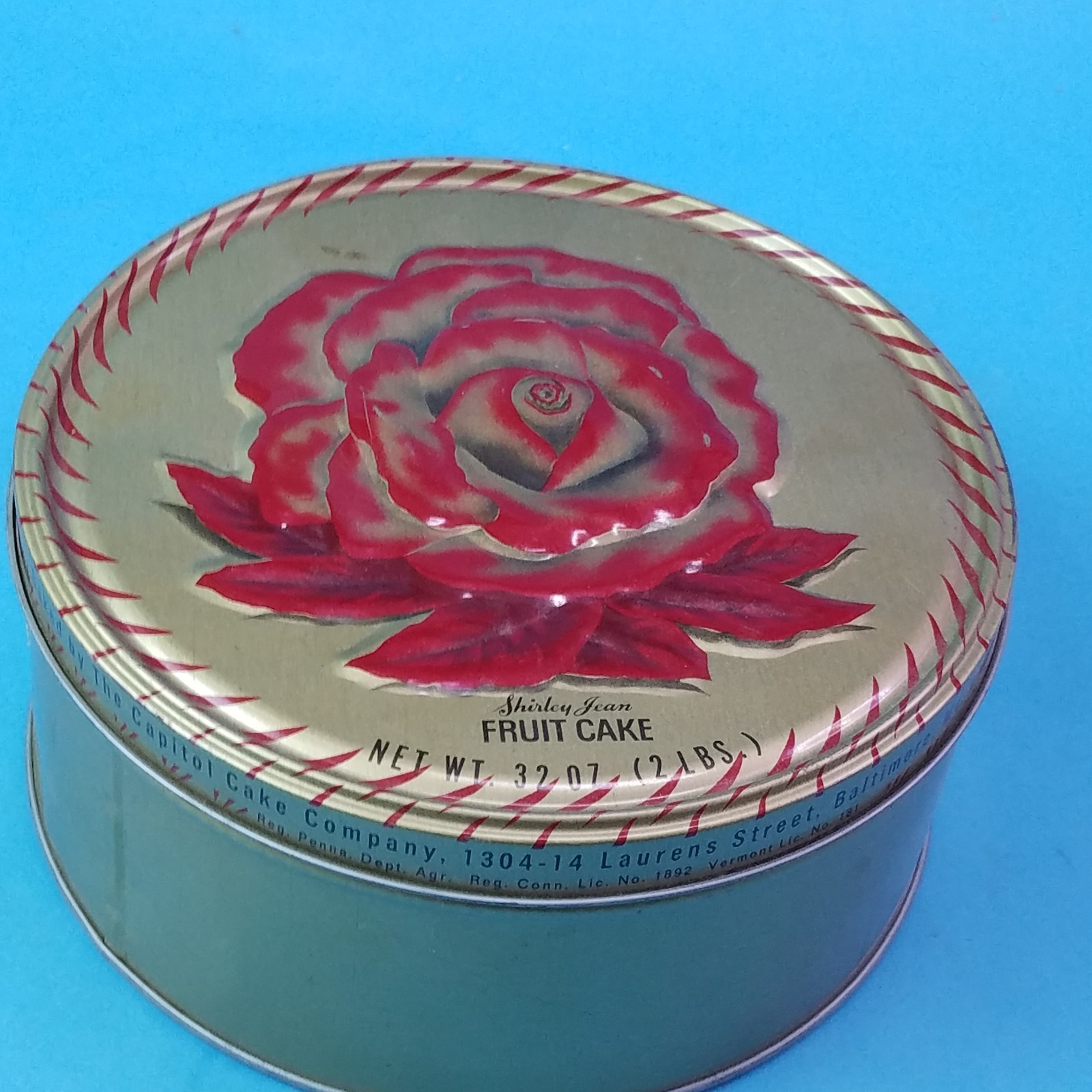 Vintage Shirley Jean Rose Fruit Cake Tin The Capitol Cake Co.