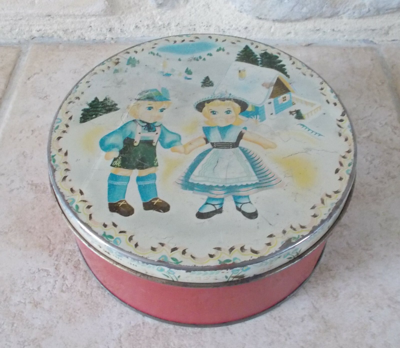 Vintage biscuits tin box chocolate Saul Stein New York 1946 USA