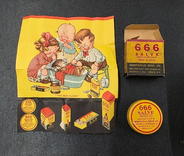 SAMPLE TIN 666 SALVE MONTICELLO DRUG CO. NEW YORK NICE