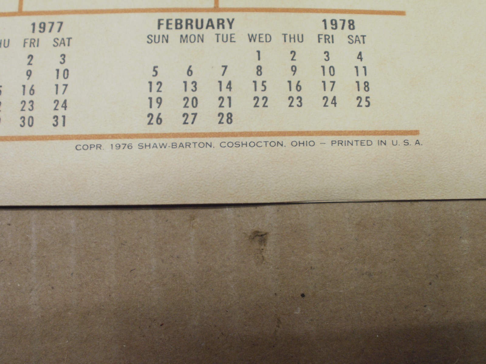 Lawford Press/Graphics, Shaw-Barton Coshocton, OH, Automemories Of 1922 Calendar