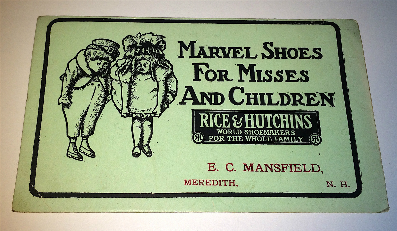 Antique Marvel Shoes, Misses & Children! New Hampshire Advertising Ink Blotter!