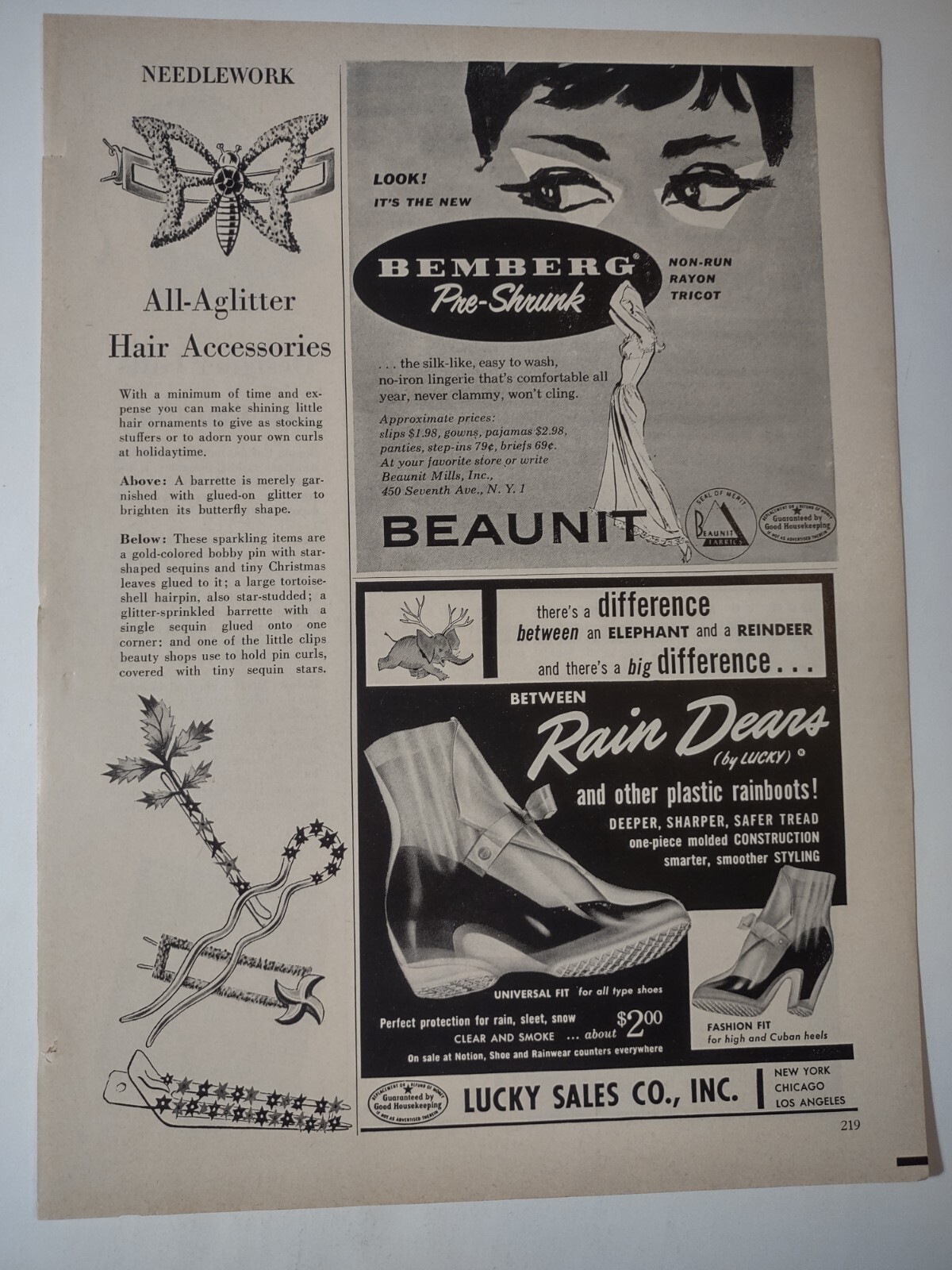 Bemberg Pre Shrunk Beaunit Vintage 1950s Print Ad