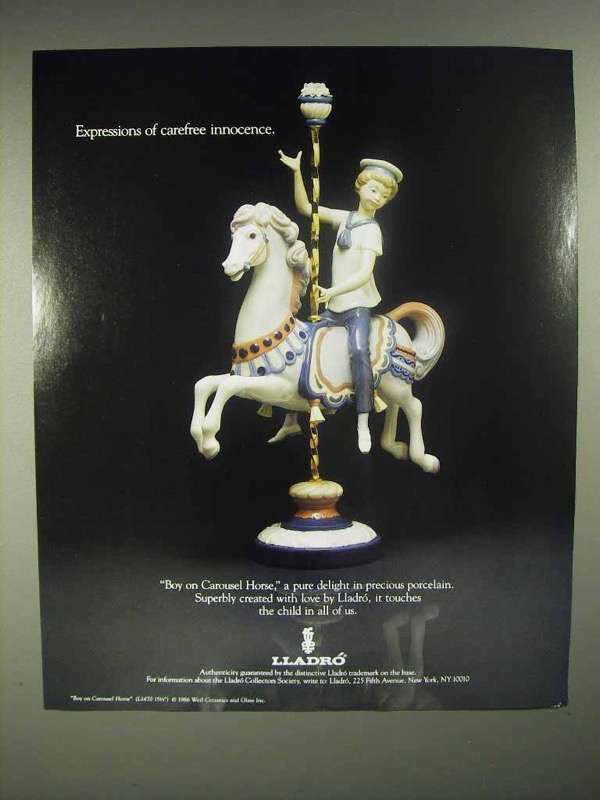 1986 Lladro Boy on a Carousel Horse Ad – Innocence