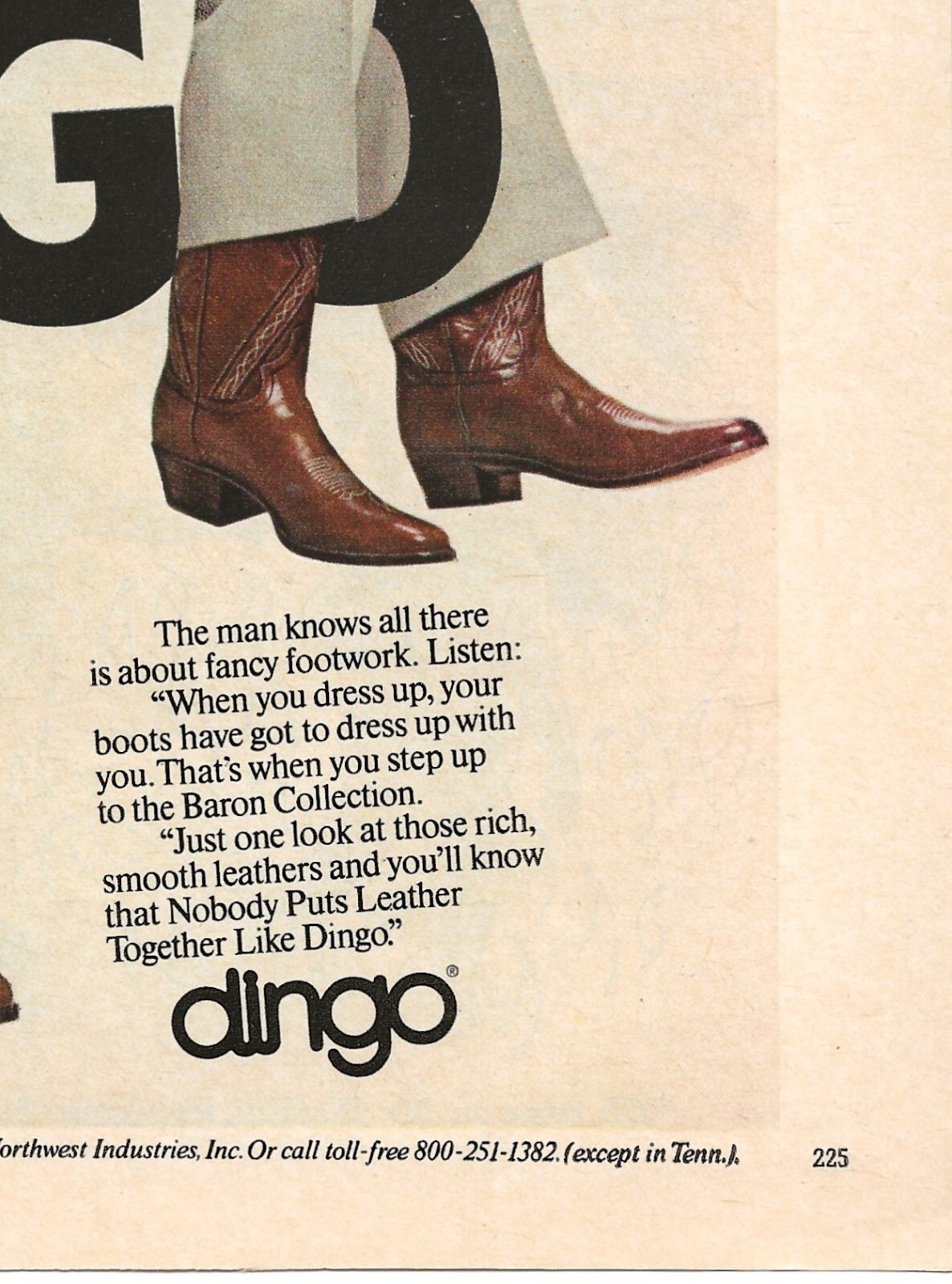 Vintage Print Ad Dingo Boots – 3 Legged O.J. Simpson – Apr 1981