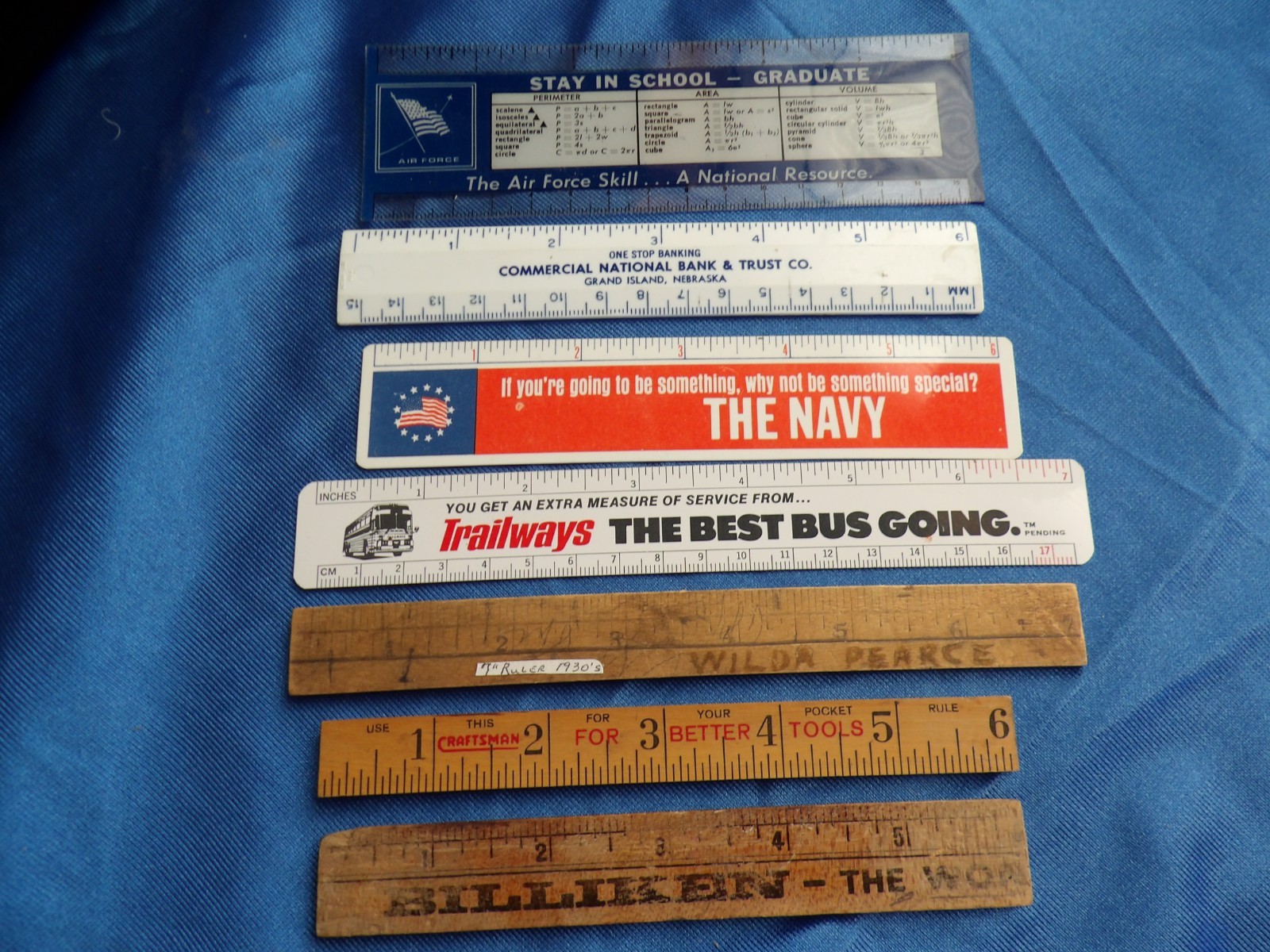 Vintage 6 & 7” Wood and Plastic Advertising Rulers Lot Of 7