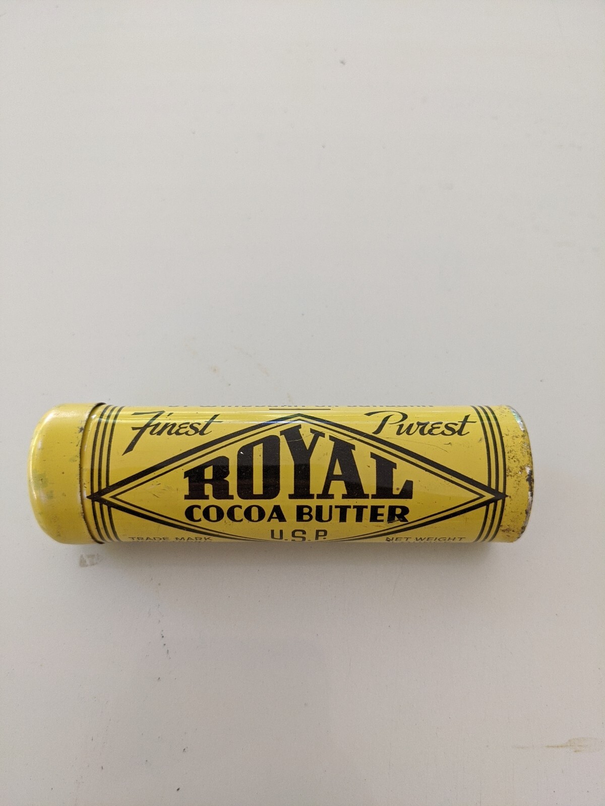 RARE Vtg A.N. STOLLWERCK ROYAL COCOA BUTTER 1 OZ PUSH TIN TUBE PARTIALLY FULL