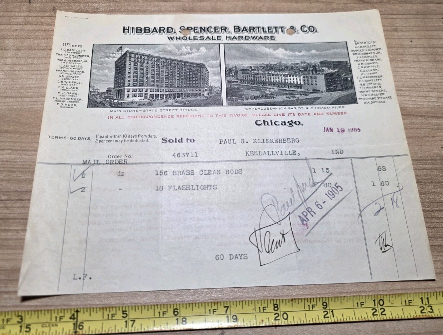 Vintage 1905 Hibbard, Spencer, Bartlett & Co Chicago Advertising Letterhead