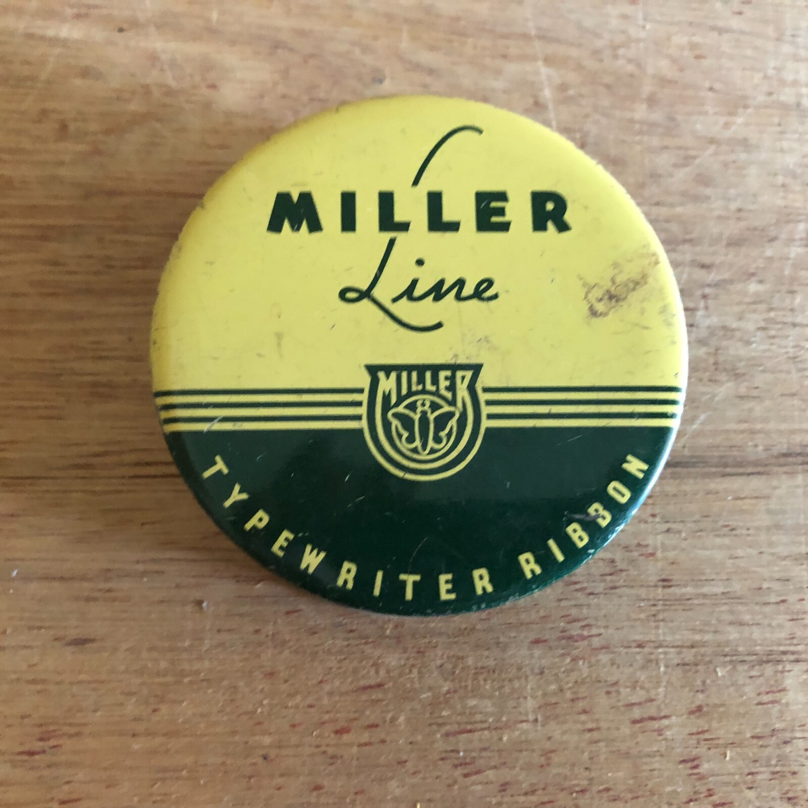 Miller Line Typewriter Ribbon Tin Empty Advertising Smith Corona Vintage USA