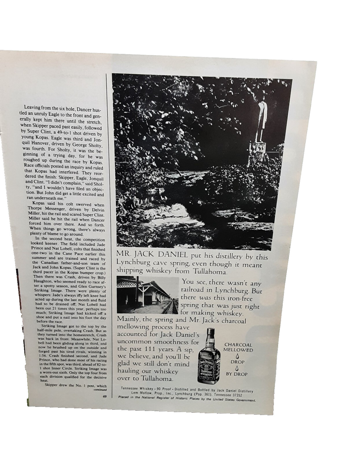 1977 Jack Daniels Whiskey Tullahoma Lynchburg Cave Original Print Ad 70s
