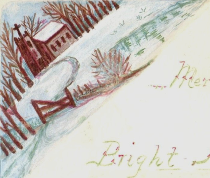1870s-80s Handmade & Hand Painted Christmas & New Year’s Card F142