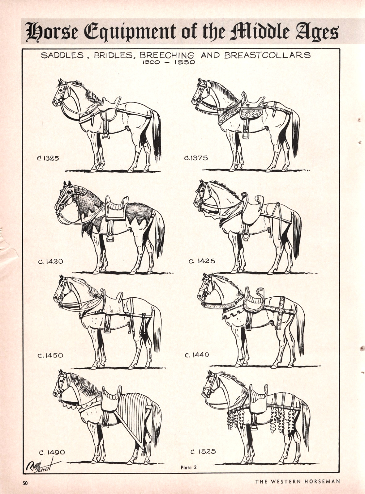 Medieval Horse Saddles Armor Tack Randy Steffen Western History 1968 Mag Article