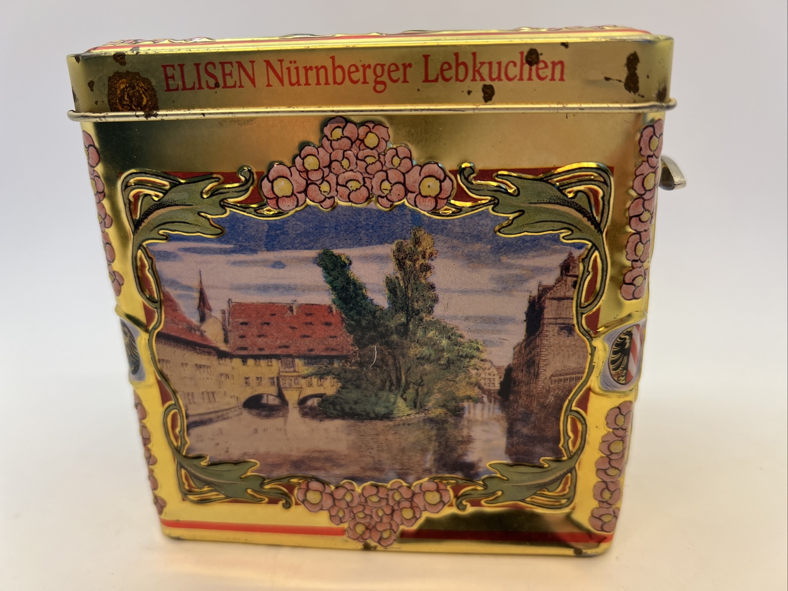 Vintage Weissella Elisen German Tin Christmas Music Box Plays “O CHRISTMAS TREE”