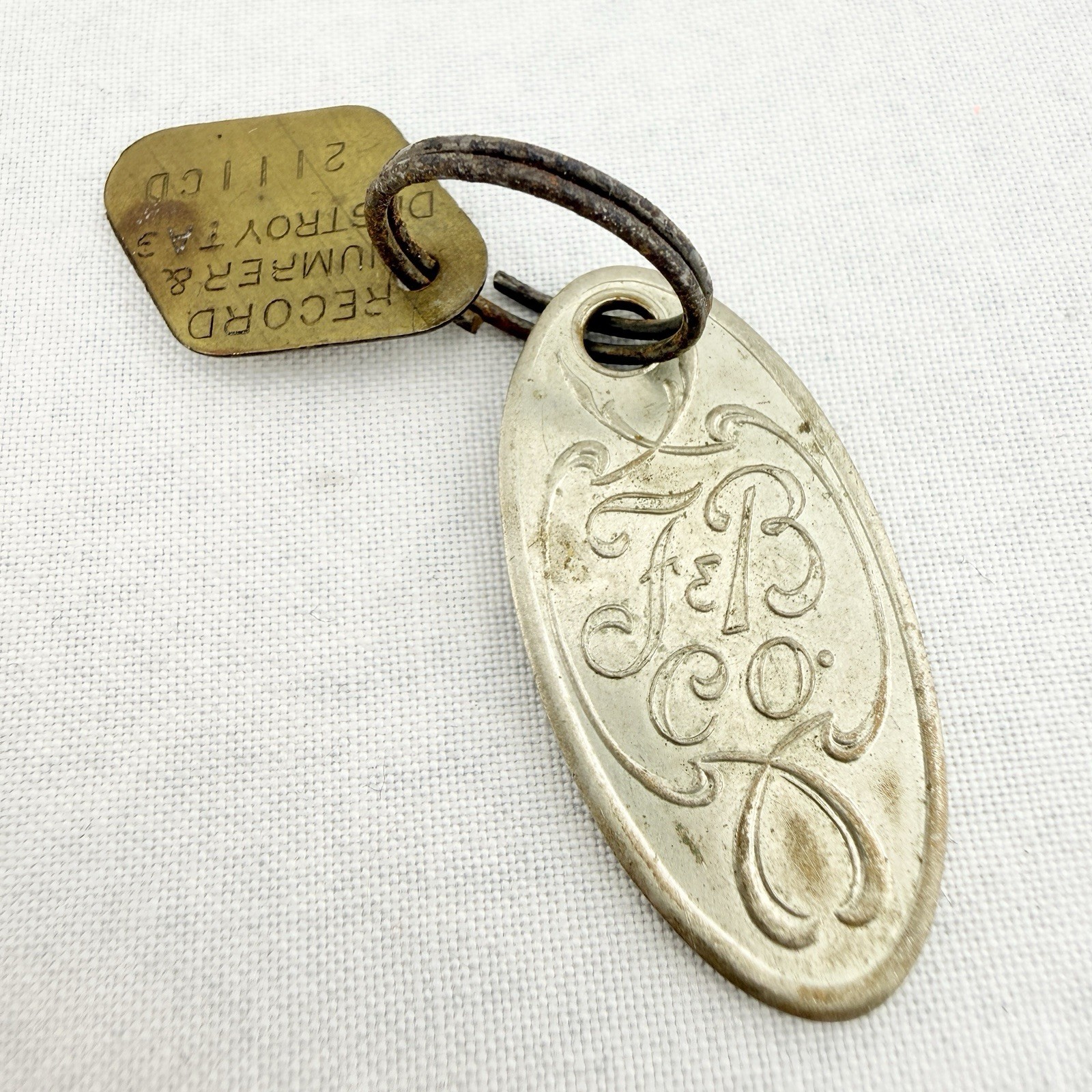 Vintage Famous & Barr Co Dept Store Key Fob & “Record & Destroy” Tag No. 103775
